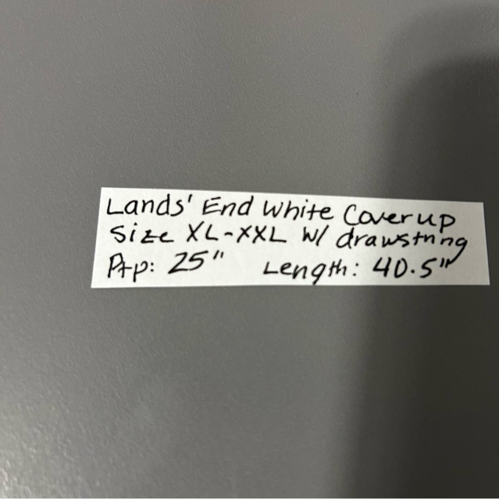 Lands' End White Modal Kaftan Swim Coverup XL-XXL Drawstring Waist - Picture 10 of 10